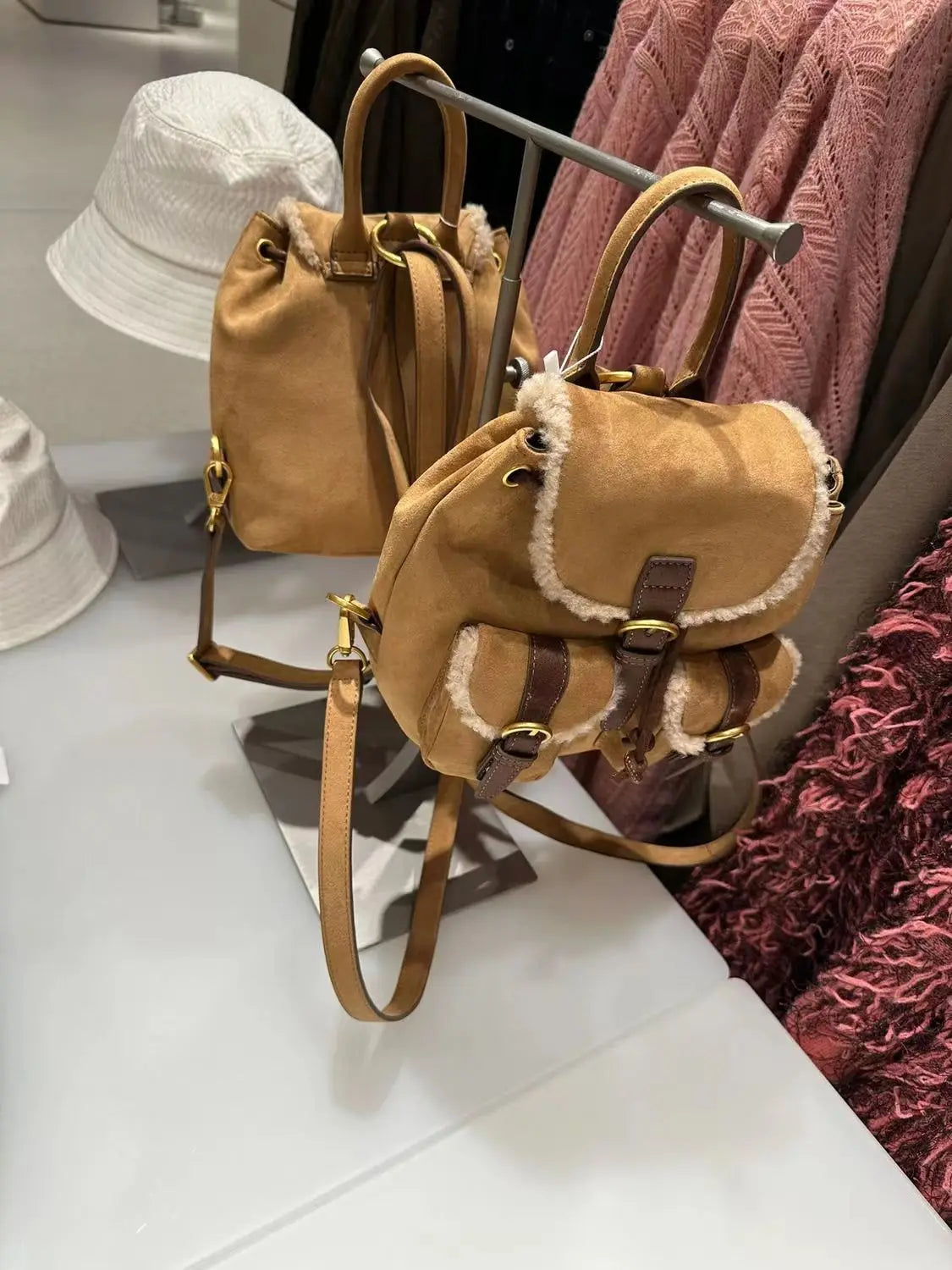 Lunivop  Retro Lamb Patchwork Brown Shoulder Bag Women Vintage Pocket Chic Y2k Handbag Female Hot Girls Casual Underarm Bag 2025