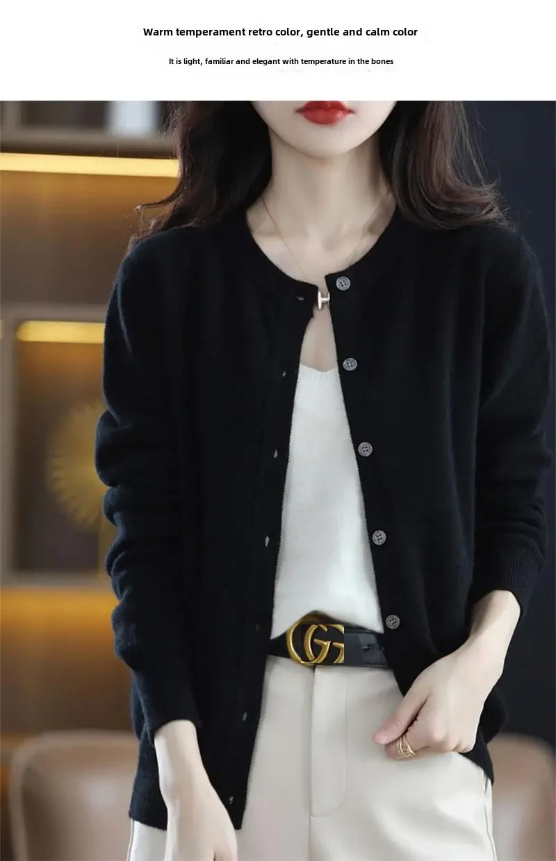 Lunivop Knitted Sweater Cardigan Loose-fit Warm Jacket Inner Wear Outer Korean Style Stylish Women's Top Core-spun Yarn