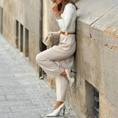 Lunivop  Business Trousers Ankle-Length Straight Leg Women Long Anti-Shrink Pants Office Ladies High Waist Female Clothing