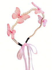 Lunivop  1pc Fashionable & Cute Butterfly Faux Pearl Headband For Girl