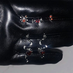 Lunivop New Fashion Gothic Red Zircon Spider Snake Devil Cobweb Earrings for Women Exquisite Stainless Steel Studs Cool Party Jewelry