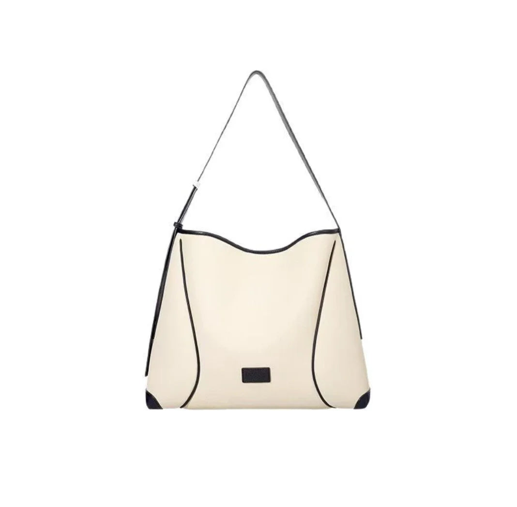 Lunivop  Korean Beige Tote Bag Women Leather Patchwork Large Capacity Shoulder Bag Ladies Fashion Luxury Commuter Underarm Bags