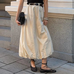 Lunivop Fashion High Waist Skirts For Women Solid Colkor Splice Bud Skirt 2024 Autumn New Female Loose Streetwear Midi Skirts