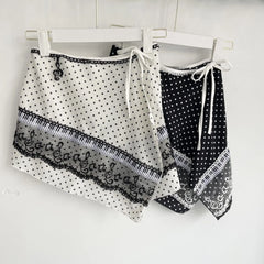 Lunivop  Minority Panelled Lace Polka Dot Skirts One-piece Lace Up Korea Chic Ins Slim Faldas Streetwear Design New Fart Curtain