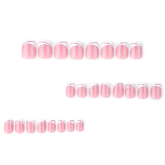Lunivop  24pcs French White Nails Acrylic Press on With Design Short Square False Nails with Charms Stripe Simple Nail Tips Wholesale
