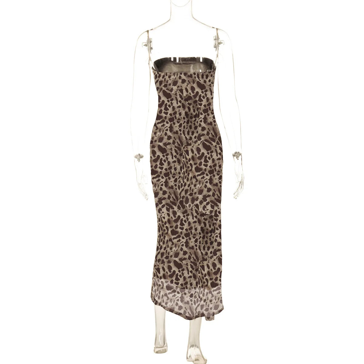 Lunivop Y2K Leopard Print Leopard Slit Women'S Dresses Bodycon Mesh Elegant Evening Prom Ladies Casual Clothing Manuifacturer
