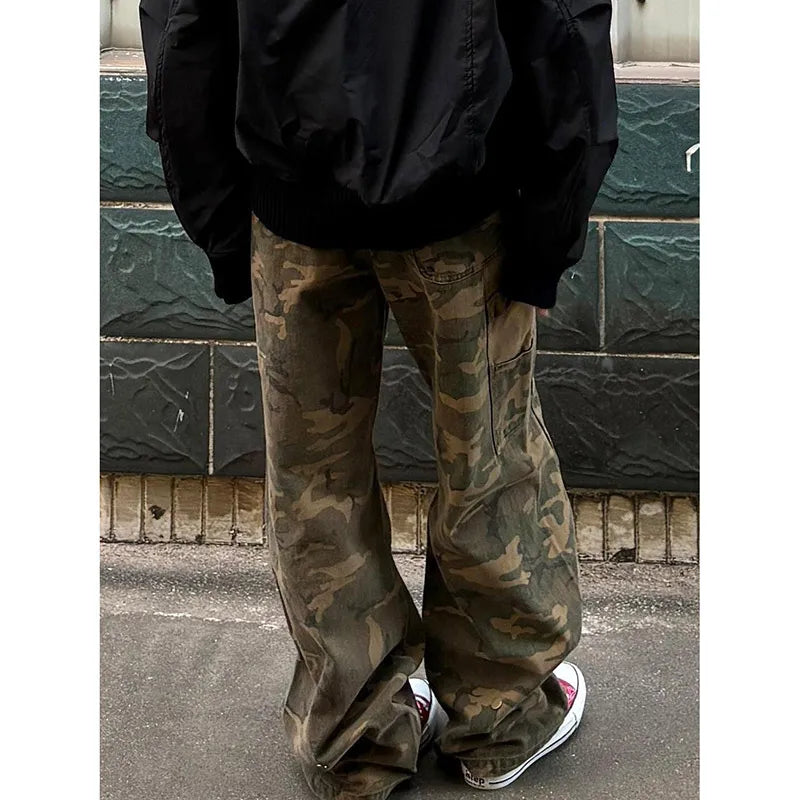 Lunivop Camouflage High Waist Women Jeans Hip-hop Style Fashion Streetwear Y2K Wide Leg Jean Female Trouser Baggy Denim Pants