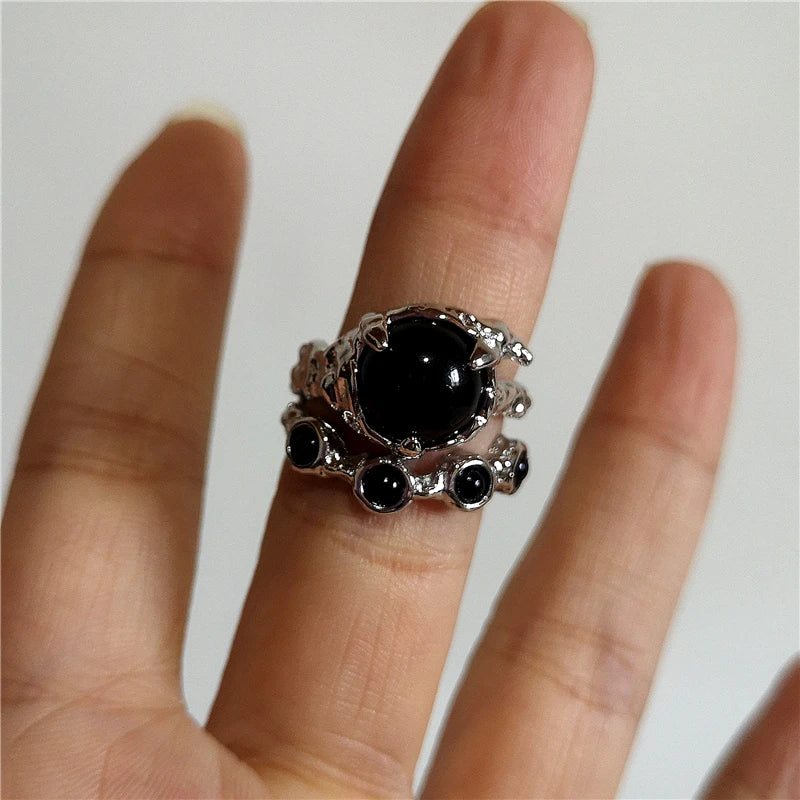 Lunivop Fashion Gothic Bowknot Pink Zircon Rings Y2K Star Crystal Opal Ring Goth Star Butterfly Rings For Women Girl Aesthetic Jewelry