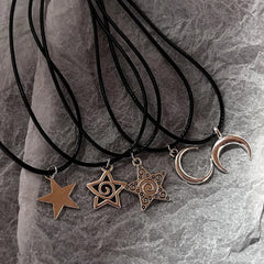 Lunivop Star Earrings Silver Color swirly Star 90s Chokers Celestial Best Friends Celestial Gift for Friend Necklaces Pendant Men Women