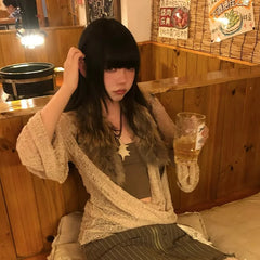 Lunivop Y2k Japanese T Shirt Women lace Punk Tops Swing Collar Streetwear Two Pieces Tops 2000s aesthetic Tshirts see throught