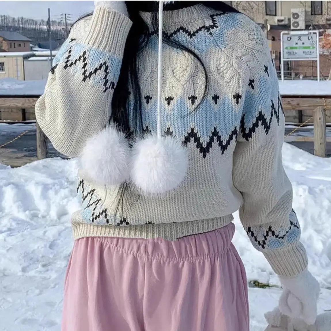 Lunivop Fair Isle Sweater for Women Chunky Knit Crew Neck Pullover Sweater Cozy Knitwear Teen-girl Fall Winter Classic Chic Outfit