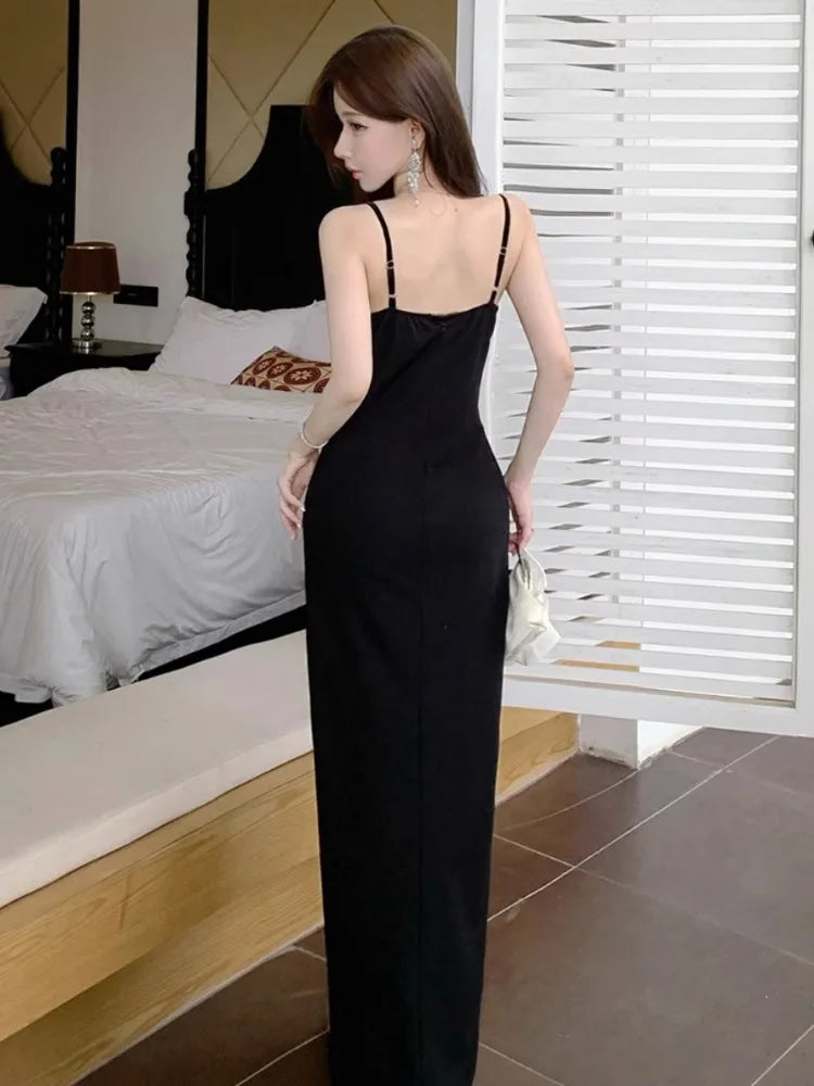 Lunivop  Woman Dress Sleeveless Hollow Out Sexy Elegant Slim Split Lace Patchwork V Neck Backless Party Dresses Female Fashion
