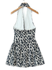 Lunivop  Sexy backless leopard print summer dress women elegant short evening party dresses woman pink folds birthday dress vestidos
