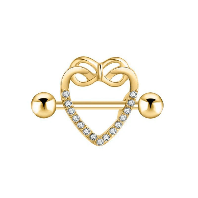 Lunivop 1pc Love Heart Nipple Piercing Stainless Steel Crystal Sexy Nipple Ring Nails Barbell Body Pierced Jewelry Chest Decor Party