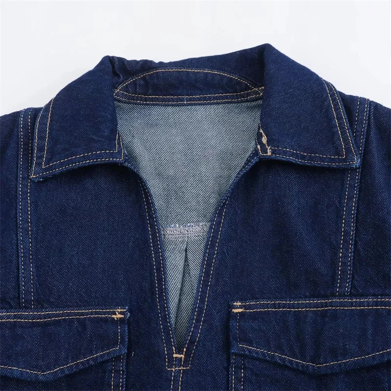 Lunivop Blue Denim Shirt Woman Short Sleeve Cropped Shirt Women Summer Short Tops Woman Streetwear Y2k Stylish Women's Blouses