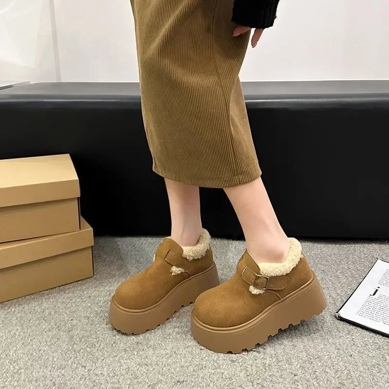 Lunivop Autumn Winter Women Shoes Casual Platform Shoes Women Moccasins Loafers Fashion Comfort Warm Plush Slip on Female Cotton Shoes