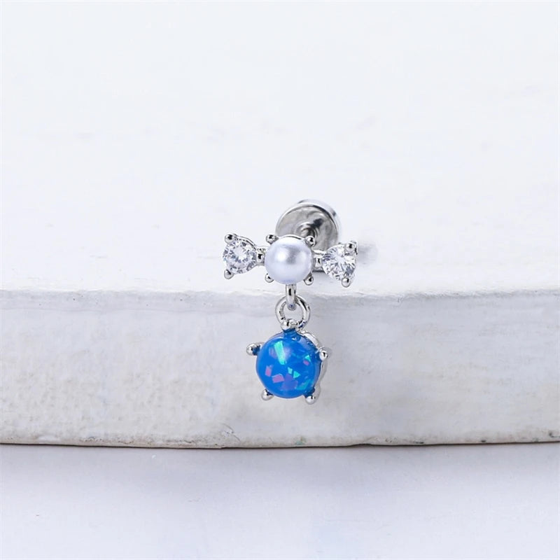 Lunivop Y2K Punk Style Blue Color Zircon 316L Stainless Steel Ear Bone Nail for Women Allergy Prevention Earrings Cochlear Nail Jewelry