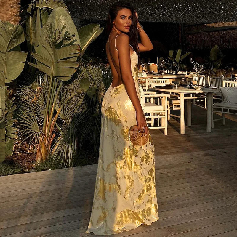 Lunivop Distressed Vintage Backless Pleated Open Back Women'S Dresses Y2K Elegant Evening Party Wholesale Prom Ladies Clothing