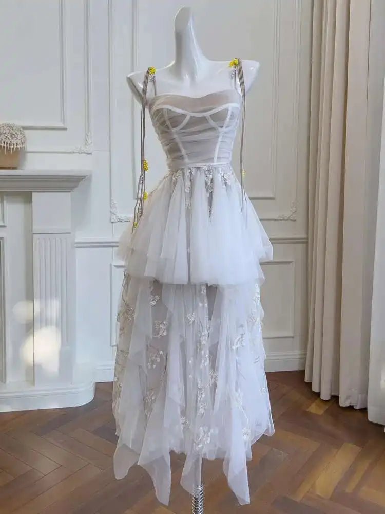 Lunivop Banquet Dress Women Elegant Spring Autumn New 2025 Slimming Spliced Mesh Party Cake Long Dresses Female