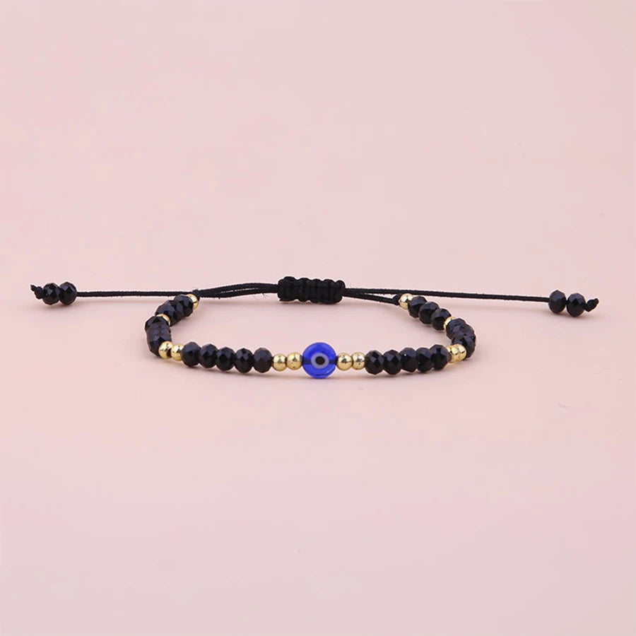 Lunivop New Trendy Simple Evil Eye Solid Color Crystal Beaded Hand Woven Bracelet for Women Men Niche Design Party Jewelry Gifts