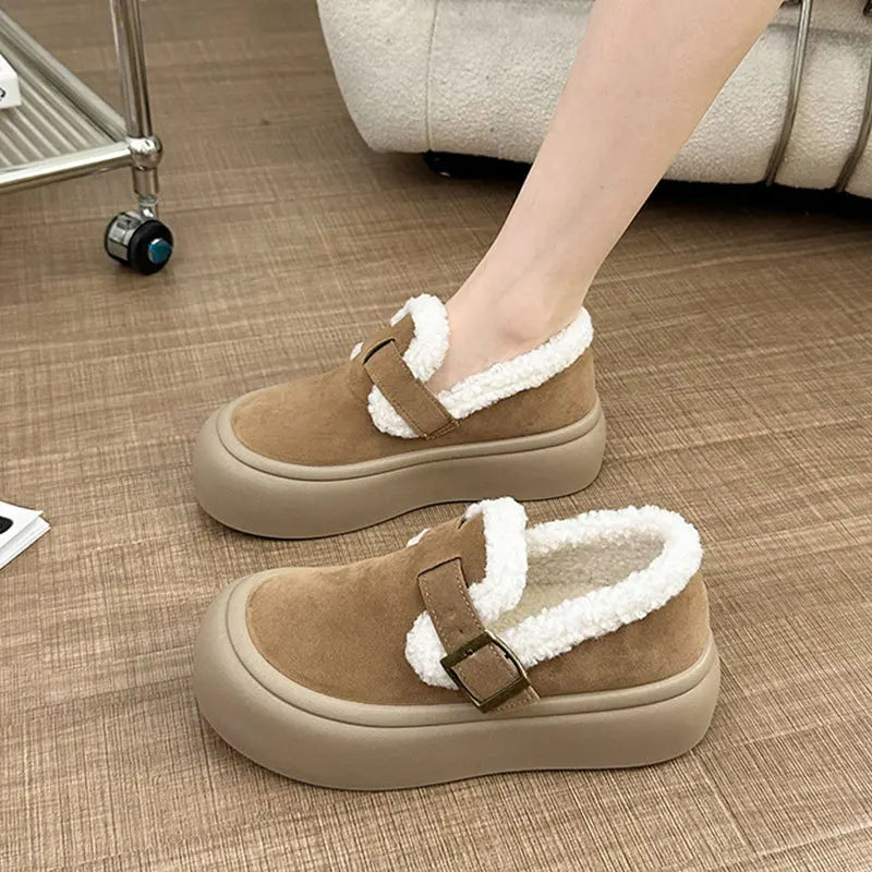 Lunivop Women Winter Casual Shoes New Moccasins Soft Platform Non-slip Loafers Fashion Warm Plush Slip on Female Cotton Shoes