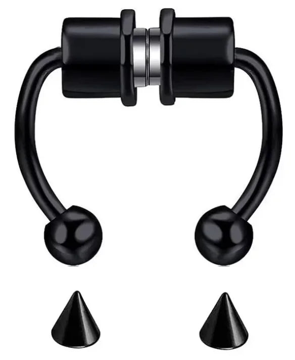 Lunivop  2Pcs or 5Pcs Magnet Nose Ring Stainless Steel Horseshoe Ring Nose Clip Non-pierced Nose Hoop Magnetic Nose Nail piercing nariz