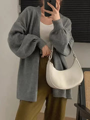 Lunivop Cozy Knit Cardigan Sweater for Women Oversize Long Sleeve Open Front Sweater Coat Autumn Winter Minimalist Casual Outfit