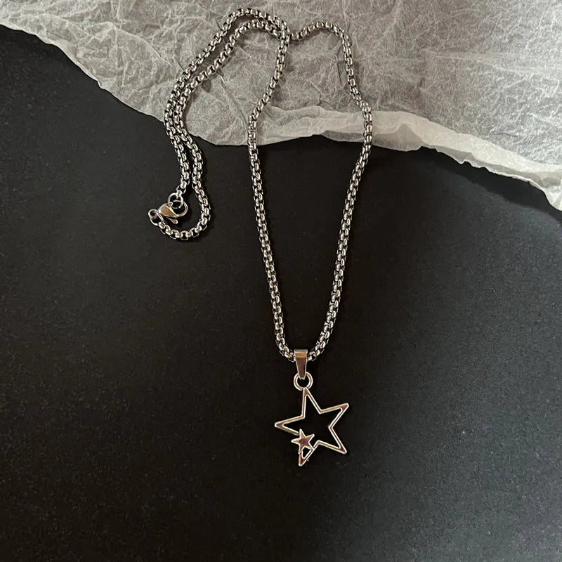 Lunivop Fashion Creative Sun Flame Pendant Necklace Punk Hip Hop Retro Hipster Men's Hollowed Out Stainless Steel Necklace Jewelry Gift