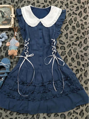 Lunivop  Elegant Gothic Vintage Dress Women Lolita Lace Sleeveless Mini Dress Y2K Slim Style Spicy Girl Daily Fashion