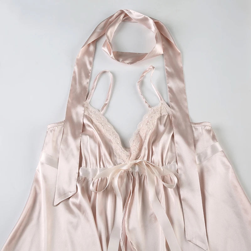 Lunivop  Kawaii Bandage Lace Pink Camisole Women Sexy Sweet Patchwork Satin Crop Tops with Slit Summer y2k Vintage Tank Tops Cute
