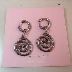 Lunivop Punk Y2k Spiral Vortex Pendant Earrings For Women Men Vintage Stainless Steel Eardrop Jewelry EMO Creative Grunge Accessories