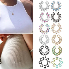 Lunivop  2Pcs 316L Stainless Steel Adjustable Nipple Ring for Women Nipple Shield Clip On Nipple Rings Fake Nipple Piercing Jewelry