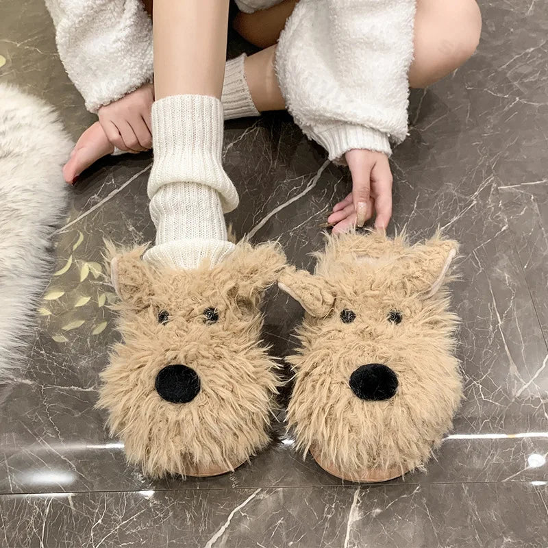 Lunivop Cute Cotton Slippers Woman Waterproof Winter Indoor Non-slip Slides Plush Warm Couple Home Sandals Flat Shoe Shark Flip Flops