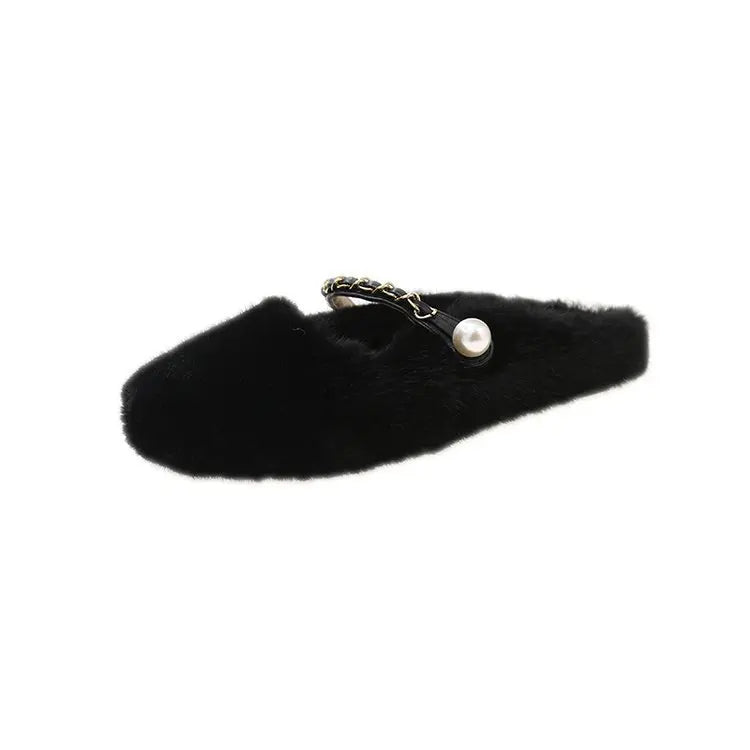 Lunivop Comfort Round Toe Lambs Wool Ballet Flats Woman Warm Teddy Fur Mary Jane Shoes Ladies Design Winter Fluffy Mule Slippers