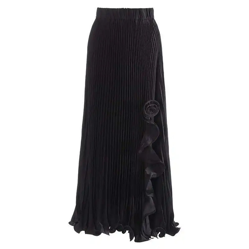 Lunivop Fashion Women's High Waist Skirt 3D Flower Asymmetric Lotus Leaf Edge A Line Female Skirts New Tide