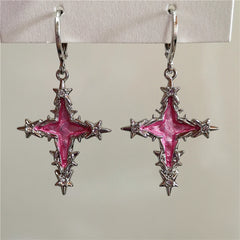 Lunivop Goth Punk Colorful Irregular Thorn Cross Pendant Earrings For Women Egirl Aesthetic Jewelry EMO Charm Vintage Scene Accessories