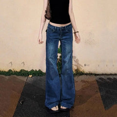 Lunivop  Hot Girls Low Waist Flared Jeans Woman High Street Y2K Stretchy Slim Denim Pants Female Vintage Classic Punk Long Trousers