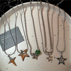 Lunivop Punk Stainless Steel Irregular Hollow Star Pendant Necklace For Women Men Unisex Hip Hop Y2K Trend Vintage Jewelry Accessories