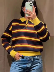 Lunivop  Women's Knitted Pullover Women Fashion Long Sleeve Stripe Sweater New Casual Loose Streetwear Knitwear Tops ﻿ ﻿