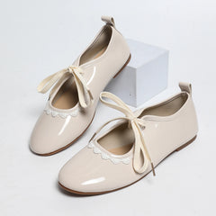 Lunivop  Women Spring Plus Size Lace Slip Strap Soft Sole Non-Slip Flats Round Toe Shallow Mouth Low Top Shoes Lace decorative edge