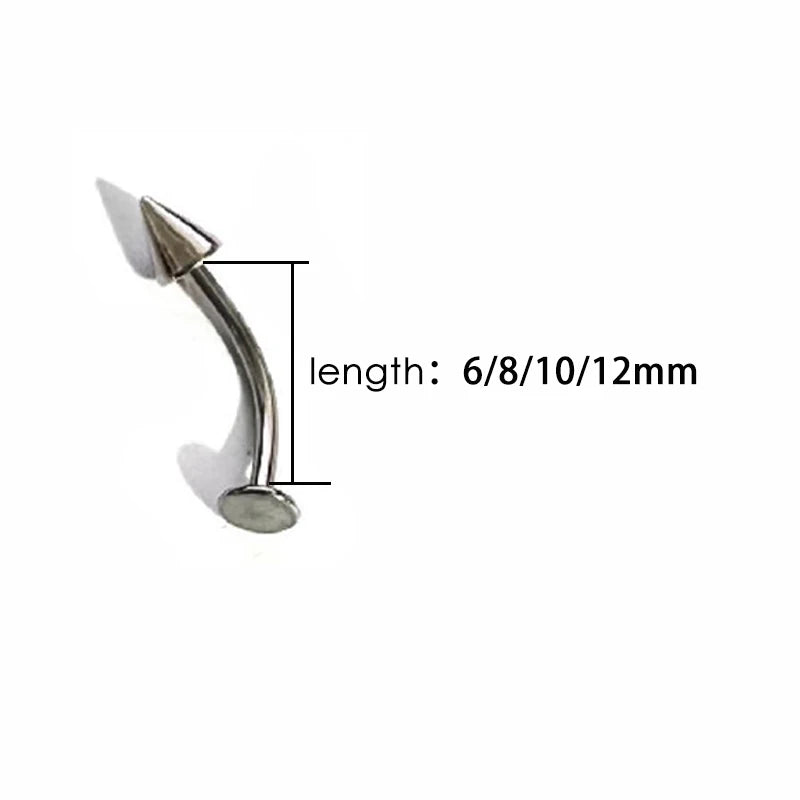 Lunivop 1pc Curved Rod Lip Stud Simple Labret Piercing Simple Daily Wear Stainless Steel Pointed Cone Ear Bone Cartilage Jewelry Gifts