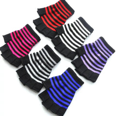 Lunivop Striped Stripey Unisex One Size Fingerless Gloves Gothic Knitting Fingerless Gloves Winter Warm Elastic Comfortable Gloves