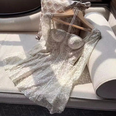 Lunivop  Fashion Women Dress Long Sleeve Low-necked Solid Color Lace Patchwork Female Party Short Dresses New Tide