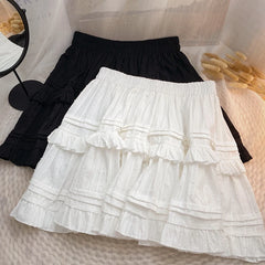 Lunivop Fashion Sweet Skirts Solid Color High Waist Ruffles Casual Loose All Match Skirt Preppy Style Summer Design 2024 Women Clothing