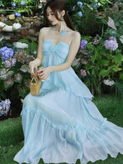 Lunivop  Sweet Halter Birthday Party Dress French Style Off Shoulder Backless Ruffles Evening Dresses Summer A-line Vestidos Robe Clothes