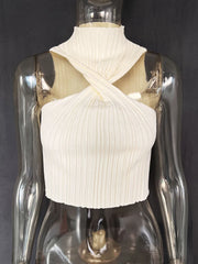 Lunivop  Knit Sweater Pullover Women Ribbed Twist Off-Shoulder Slim Summer Patchwork High Waist Tank Top Knitwear Female Y2k Top