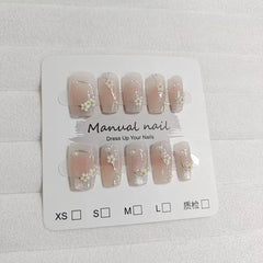 Lunivop  10pcs Short Square False Nails for Gluing Flower Blush Fake Nail with Design Charms Fashion Manicure Nail Tips Press on Nails