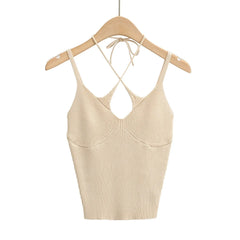 Lunivop  Summer 2 ways wear Camis Women Cross Lace-up Bandage Tank Tops Retro Corset Cool Girl Sexy Slim Knitted Crop Top Tees