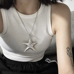 Lunivop Chunky Pentagram Necklace Jewelry Gift for Women Mens Exaggerate Y2K Star Charm Necklace Clavicle Chain Jewelry Gift Dropship