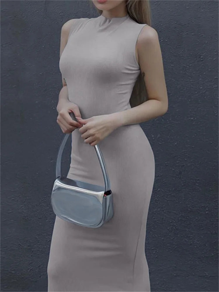 Lunivop  Solid For Women Sleeveless Maxi Dress Slim Off-Shoulder Elegant High Street Bodycon Dress Party Gown Summer Maxi Dress